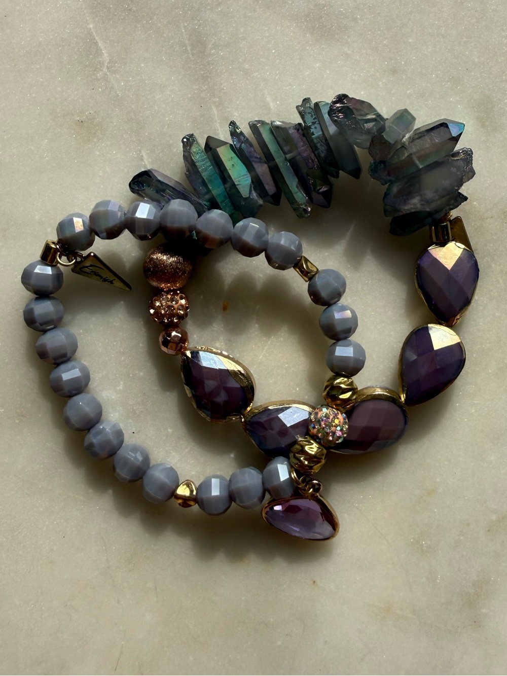 Erimish Purple and Multi-Style Stretch Bracelets NWOT